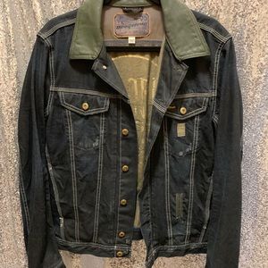 Diesel Denim Jacket size XL Leather collar 9/10